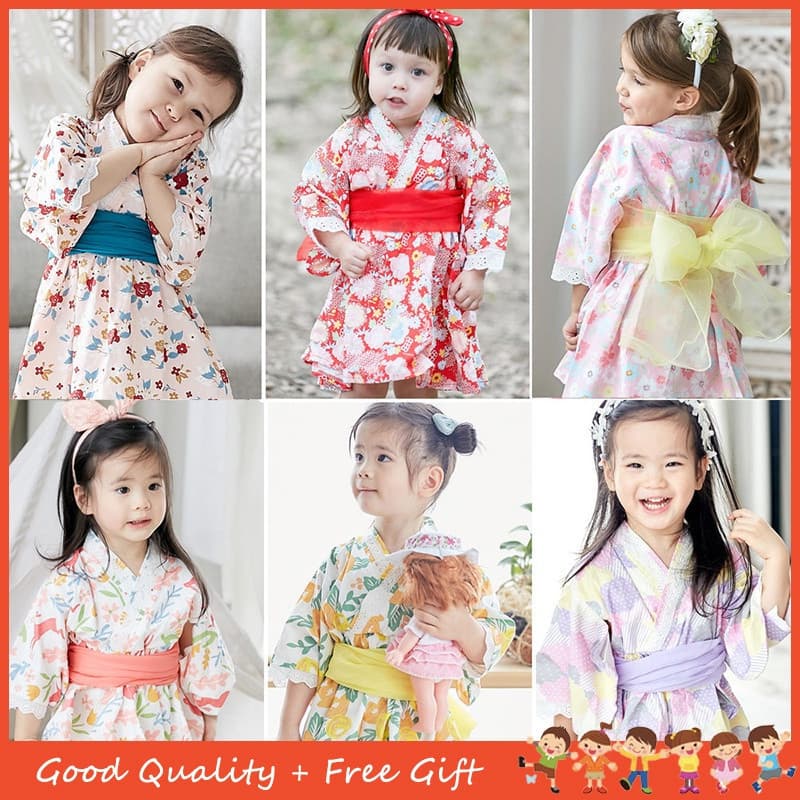 Roupas de Bebê Menina Novo Kimono Yukata Vestido Estampado 1-3 Anos Crianças Harajuku Floral Fantasia Tradicional Cospla