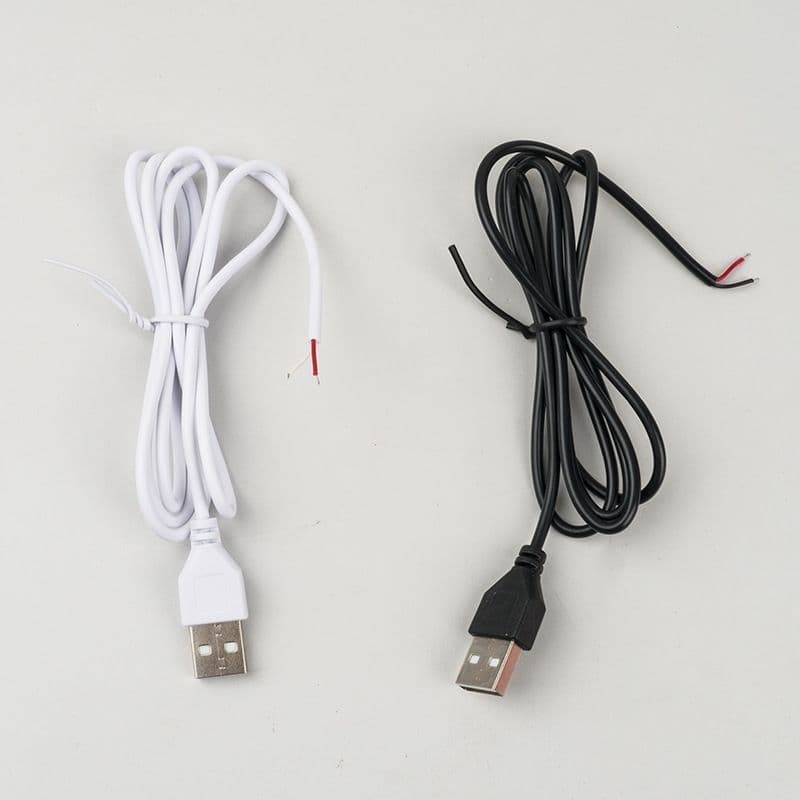 Cabo de dados USB cabo de alimentação 2 núcleos cabeça macho DIY pequena broca elétrica ventilador teclado luz marca led