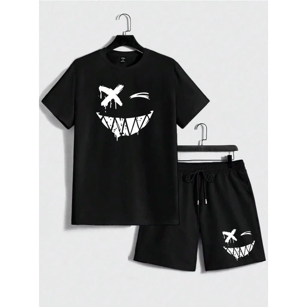 Conjunto Camiseta Masculina e short tectel Streetwear T-shirt Kit Shorts Camisa Style