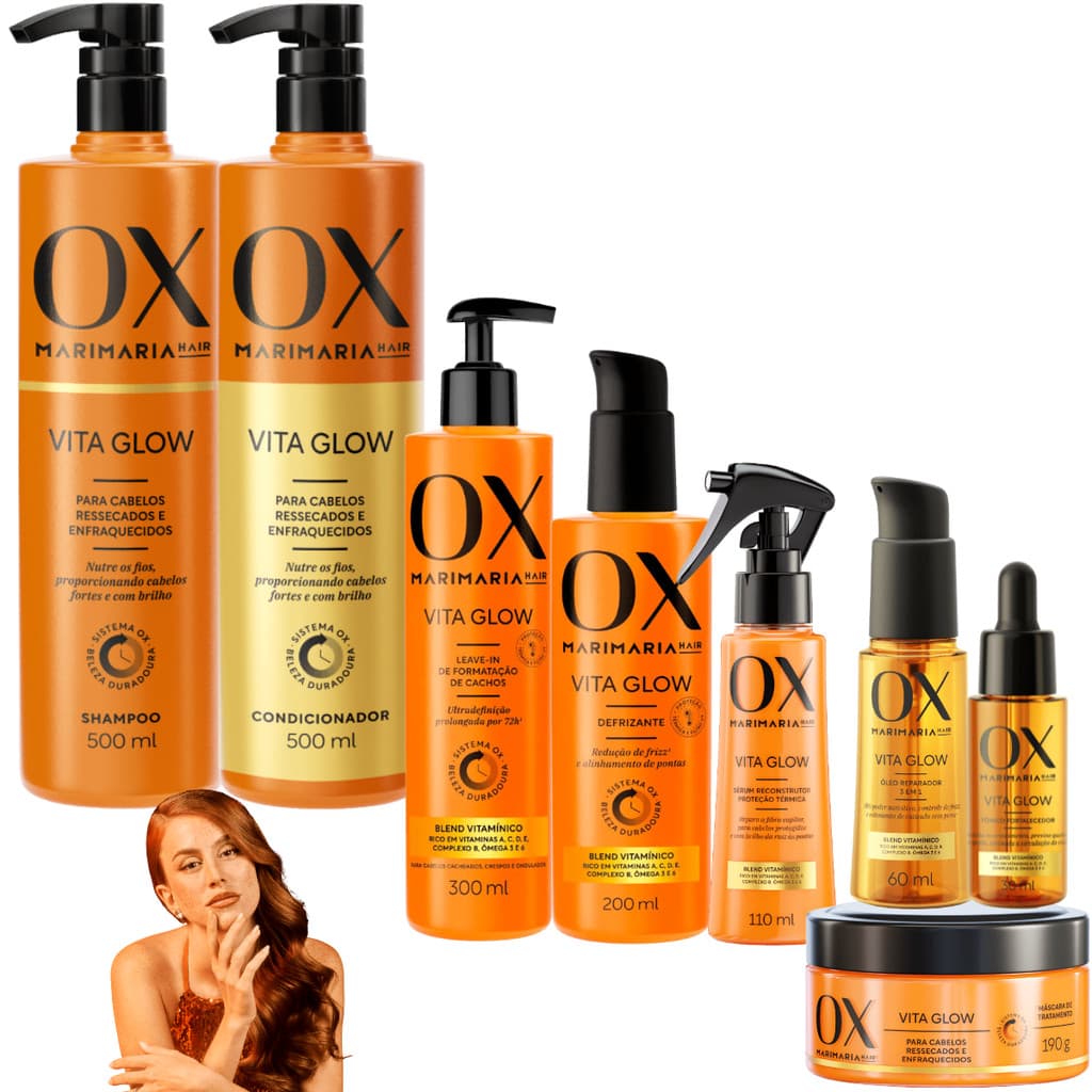 Kit OX Vita Glow Mari Maria Mascara Tratamento Sérum LeaveIn