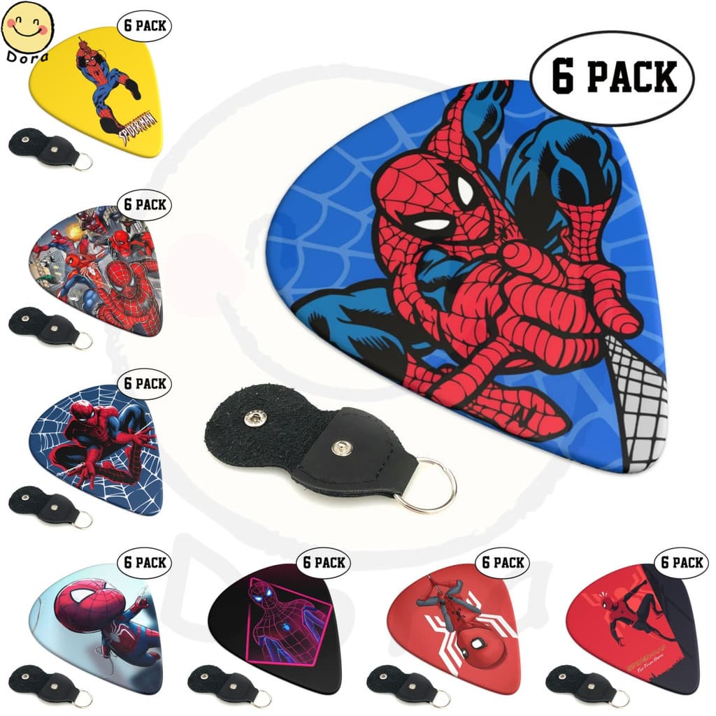 Palhetas Para Guitarra Do Homem-Aranha , 6 Pacotes-De 0.71 Mm , Presente Exclusivo Baixo , Guitarras Elétricas E Acústic
