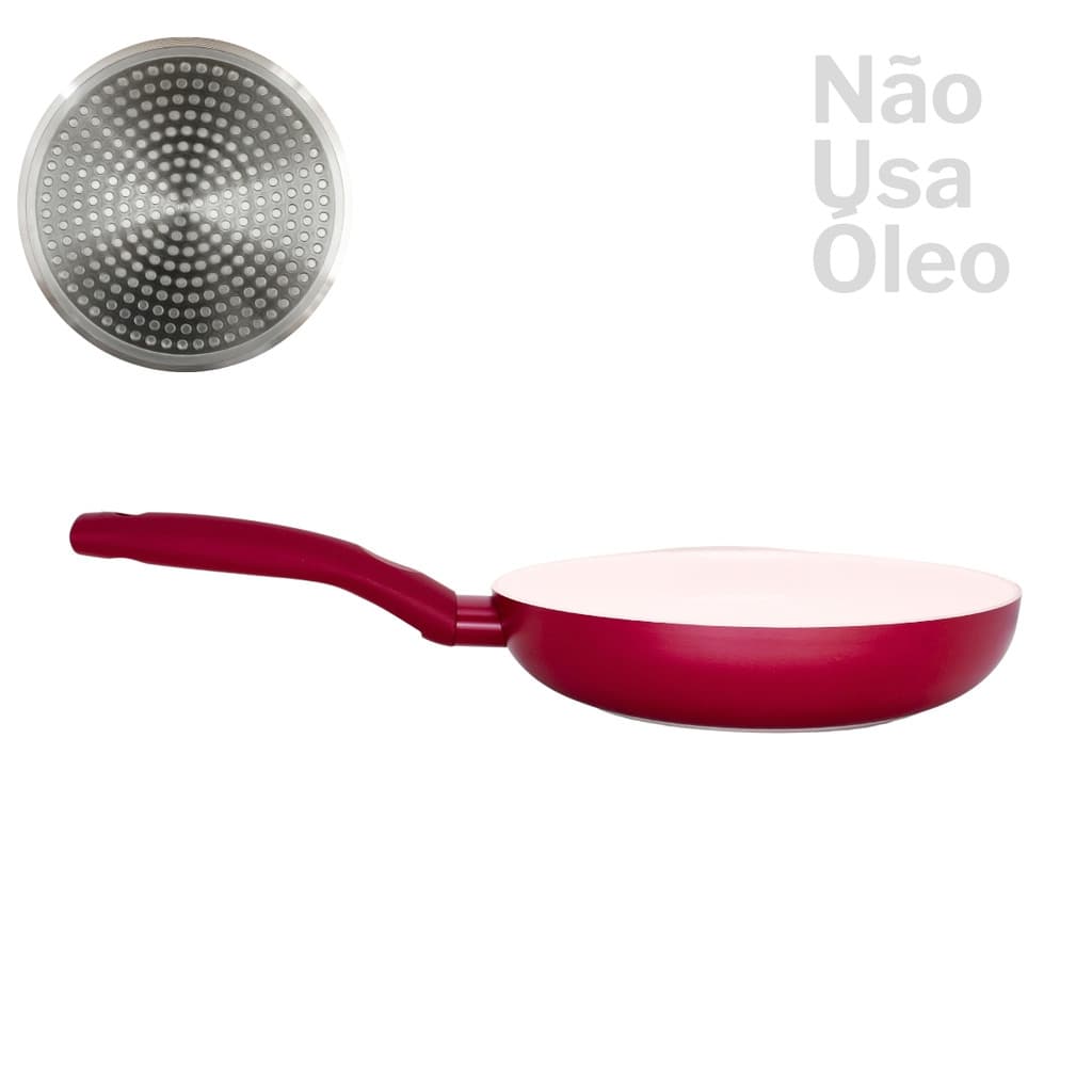Frigideira Carmin 24cm Inox Vermelha Ceramica Uso Inducao