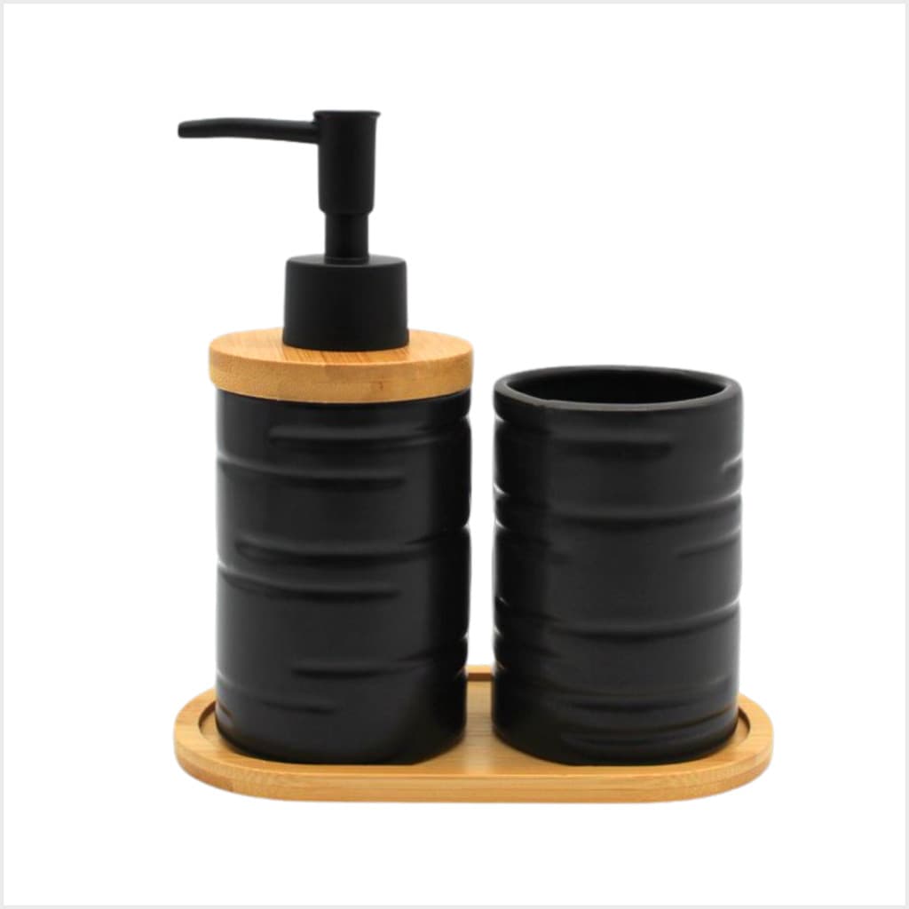 Jogo Banheiro Kit Lavabo Ceramica Sabonete Escova Bandeja