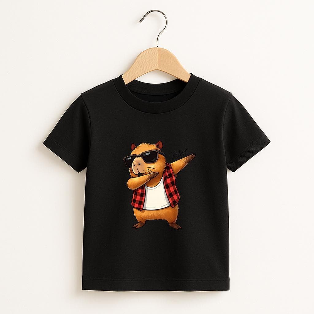 Camiseta Infantil Estampada Preta 100% Algodão Várias Cores