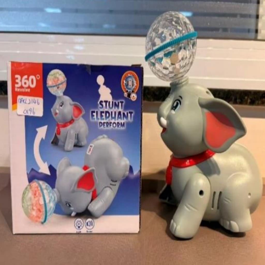 Brinquedo Elétrico de Elefante Malabarista com Bola Giratória