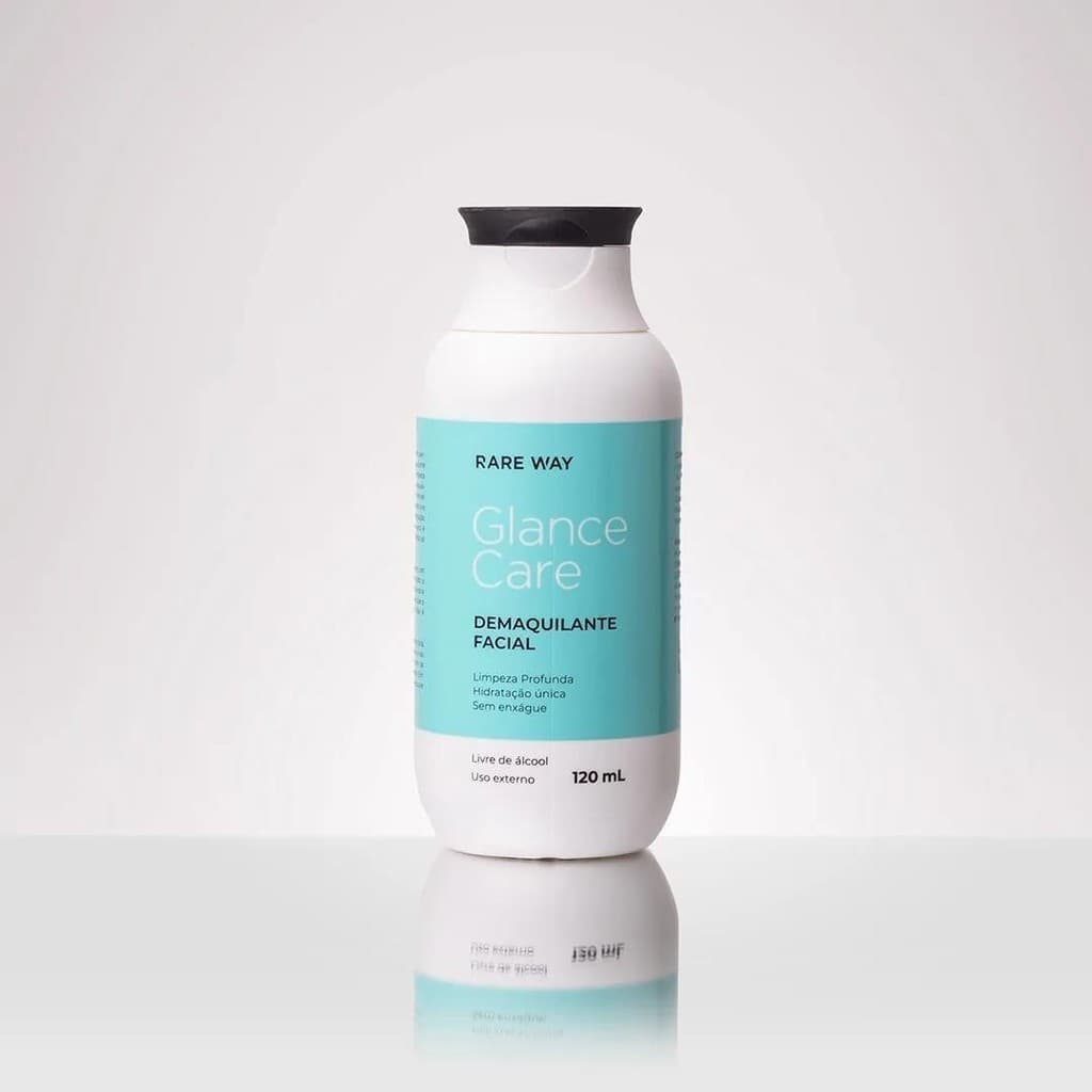 Demaquilante Facial 120ml Glance Care Limpeza Profunda Hidratação Sem Oleosidade Rare Way