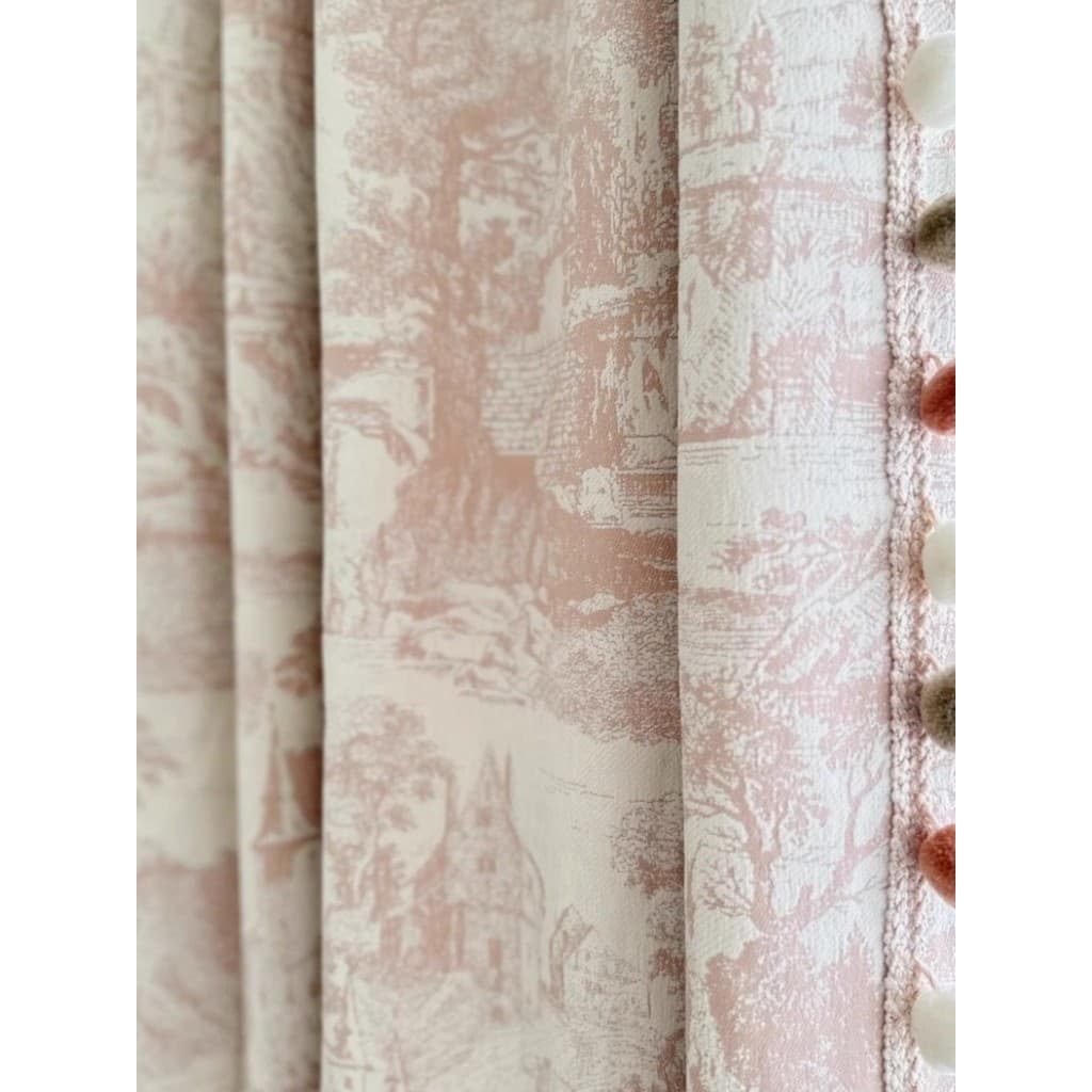 Cortina francesa retrô rosa castelo creme estilo princesa menina novo quarto janela saliente sala de estar pano Jacquard