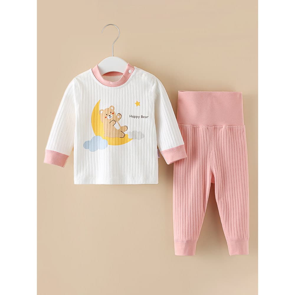 Desossado bebê cintura alta calças de proteção da barriga conjunto divisão roupa interior Bottoming primavera outono est
