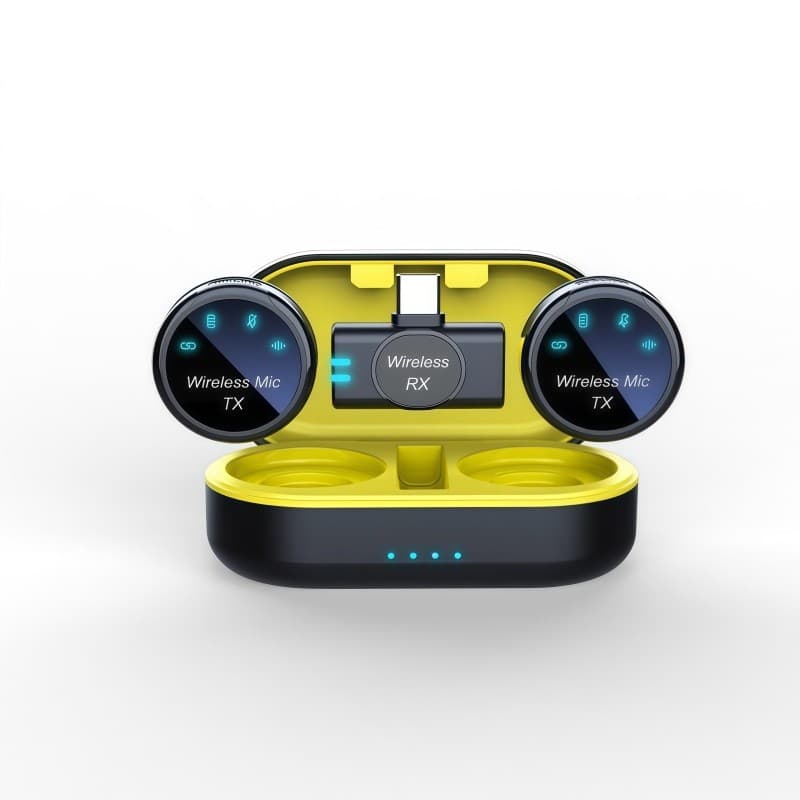 2 Mini Microfone De Lapela Sem Fio Com Cancelamento De Ruído Magnético Profissional Para IPhone Android Type C