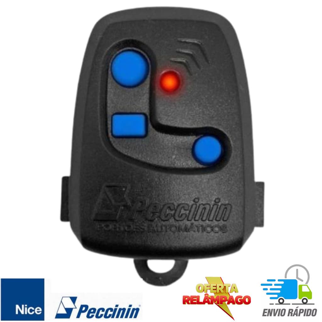 Controle Remoto Portão Automático Peccinin Nice 3C Preto Rosa TX 433MHz Eletrônico Elétrico Motor c Pilha