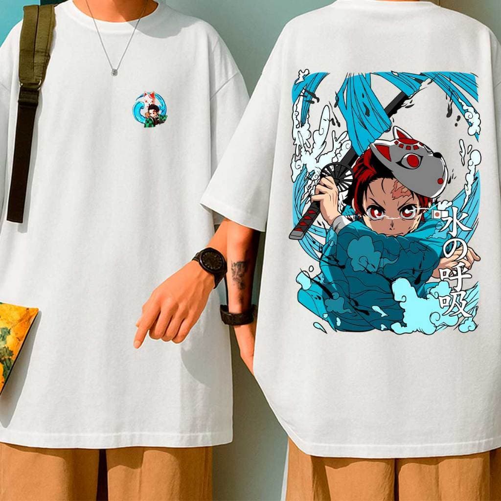 Camiseta  Anime Demon Slayer Water Style Tanjiro Unissex 100% Algodão Tanjiro Estampada Slim Várias Cores