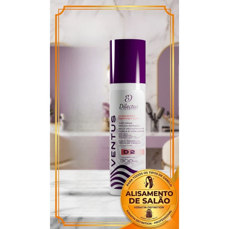 Progressiva Profissional Ventus D2 Keratin Dilectus 300ml - Alisamento Salão, Selagem e  Anti Frizz