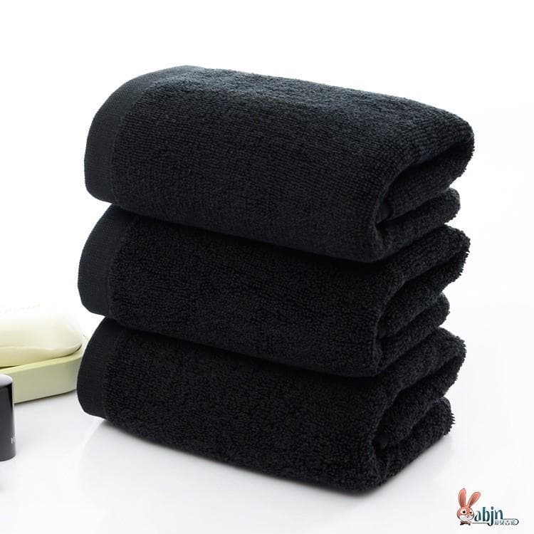 Toalha resistente à sujeira para homem, toalha preta de algodão, cor grossa, preto, yan yan, toalha de rosto