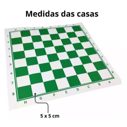 Tabuleiro de Xadrez Damas em Napa Dobrável 46x46cm para Jogo Oficial