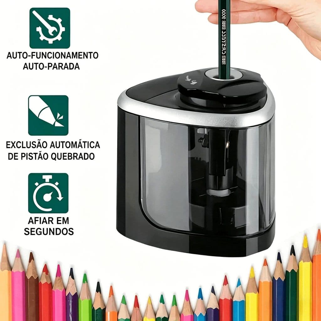 Apontador de lápis elétrico portátil operado por bateria para lápis de 6-8 mm