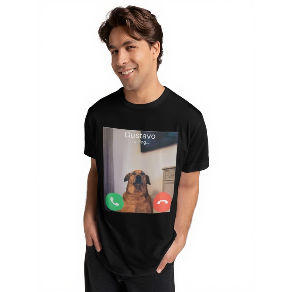 Camiseta Meme 100% Algodão Estampado Gustavo Cachorro Caramelo Camisa Unissex Gola Redonda Humor