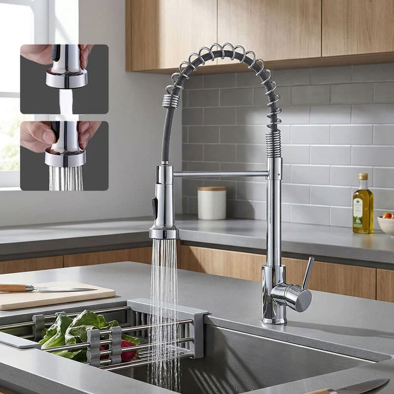 Torneira Cozinha 2 Modos de Água Ducha Retrátil Giratória 360° Monocomando
