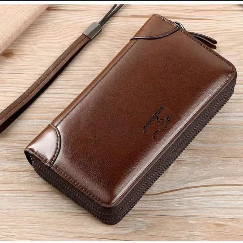 Bolsa masculina Casual carteira Multi-cartão de grande capacidade carteira dupla puxar longo negócios embreagem meninos
