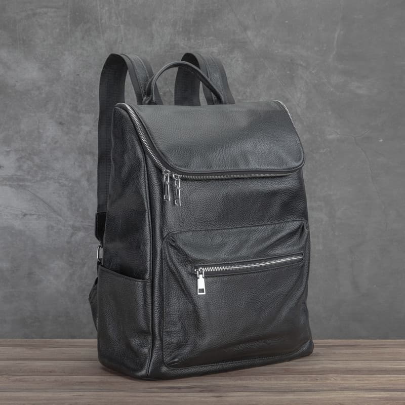 Mochila masculina de couro genuíno, mochila moderna de primeira camada de couro, bolsa de viagem ao ar livre, grande cap
