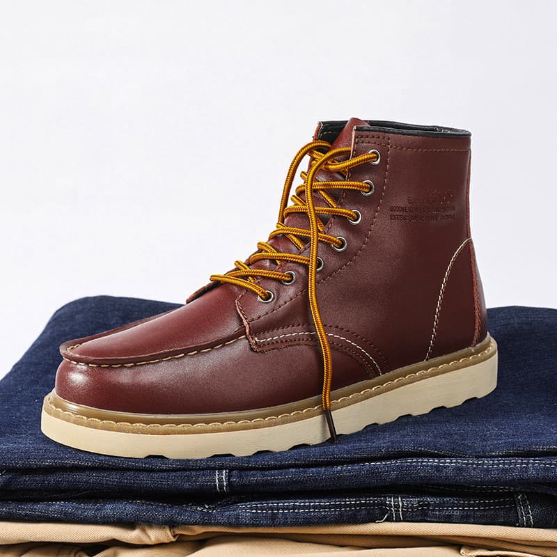 Botas gerais 875 botas retrô americanas masculinas de cano médio na moda outono All-Match couro genuíno tamanho grande b