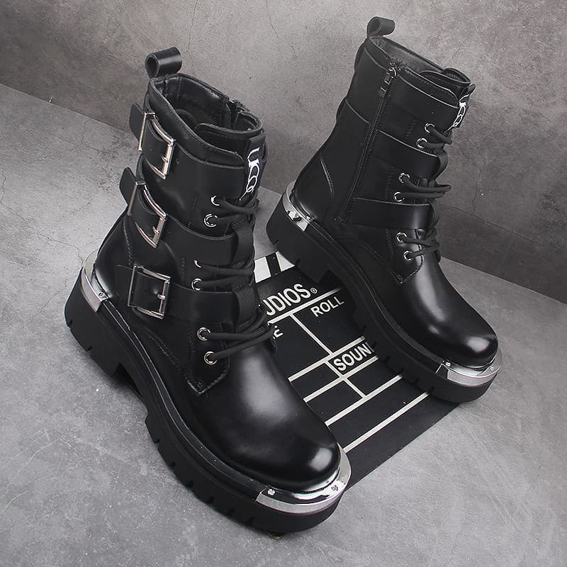 Martin botas masculinas de alta qualidade estilo britânico high-End sola grossa aumento interno botas de ferramentas de