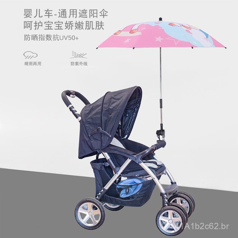 Guarda-sol universal para carrinho de bebê, com proteção UV revestida em preto e design de desenho animado, guarda-sol b