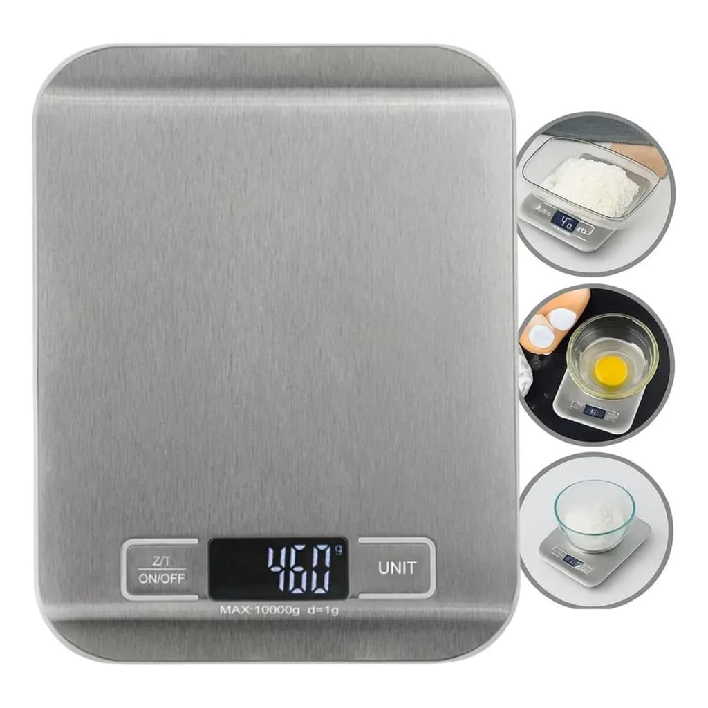 Balança Digital de Cozinha 10kg Aço Inox Alta Precisão 1g LCD Bommax