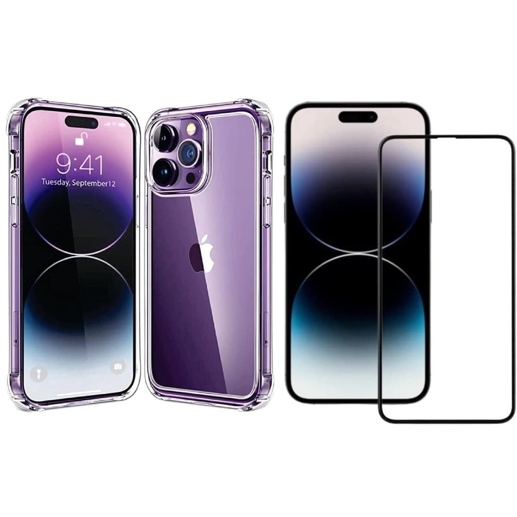 Kit 2 em 1 Película Vidro 3D + Capa Capinha Transparente Para IPhone Apple