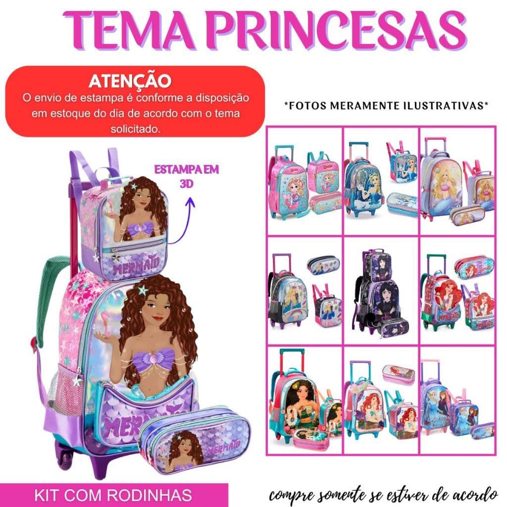Kit Escolar Completo Princesa Infantil 2026 Pronta Entrega
