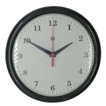 Relógio parede peq. pla-014 numeral peq. preto fundo branco