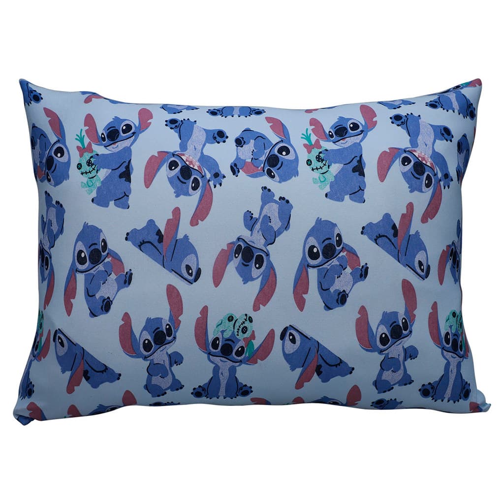 Fronha Avulsa Portallar Malha 100% Algodão Disney Estampada Stitch e Xepa 48cm x 68cm Azul