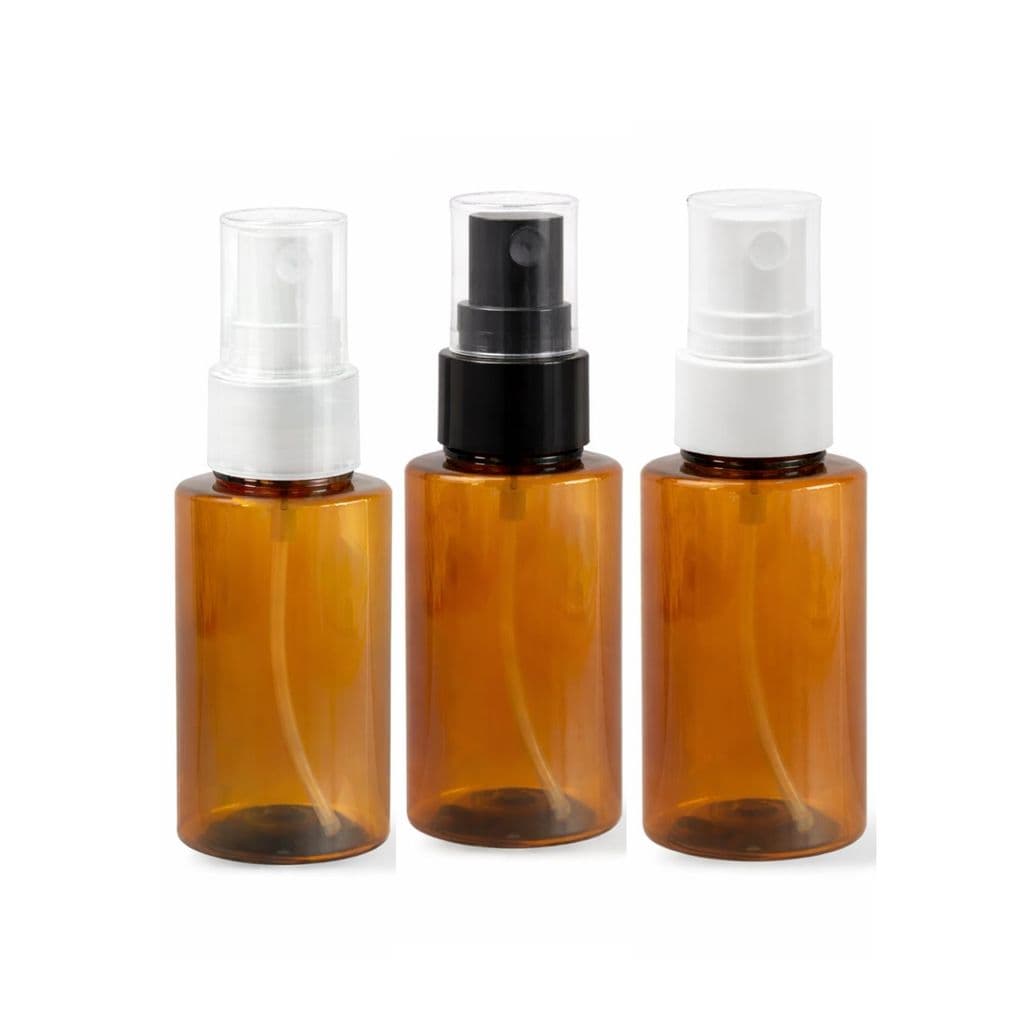 30 Frascos Pet Reto 60ml Âmbar com Spray p/Home Spray e Lembrancinhas