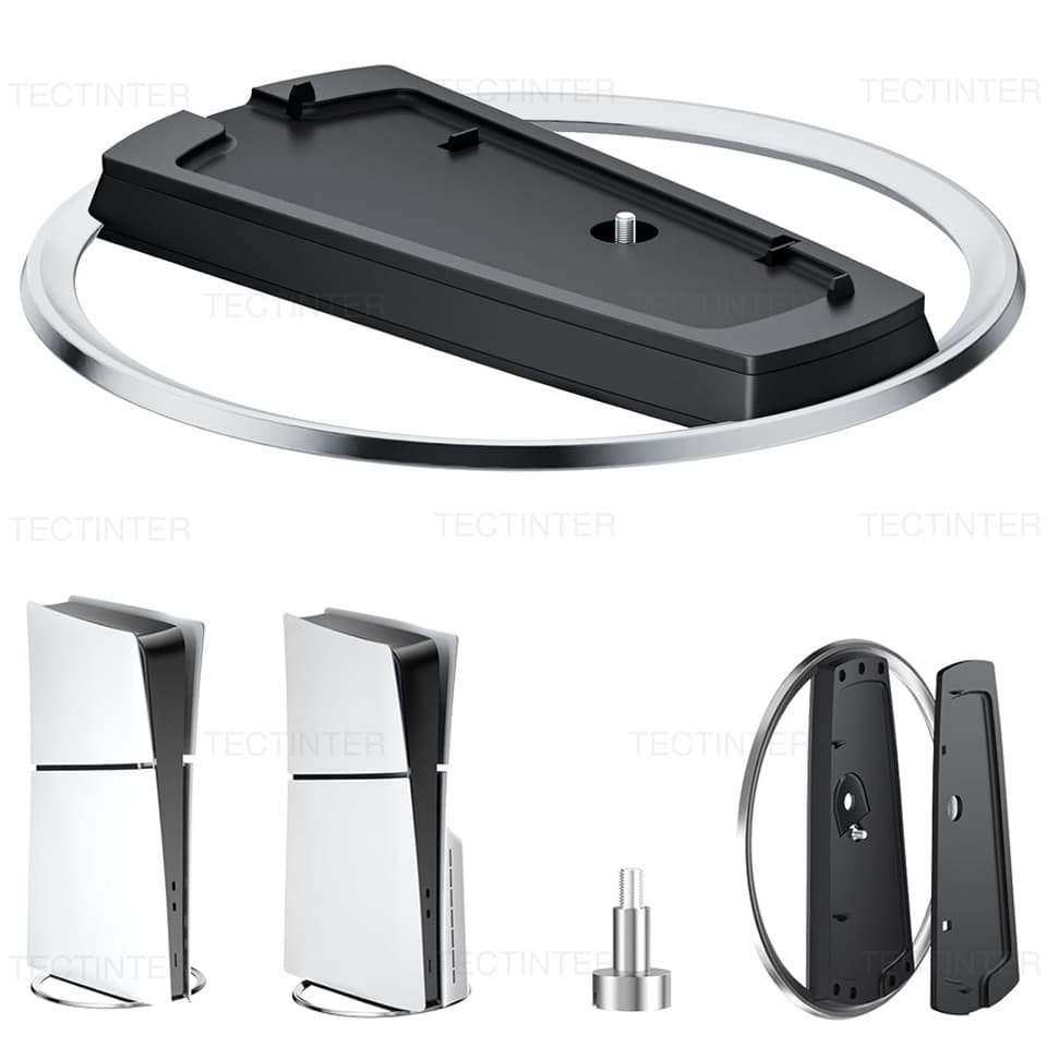 Suporte de Base Antiderrapante Vertical Portátil para Consoles PS5/PS5 Slim/PS5 Pro – Suporte de Metal para Acessórios