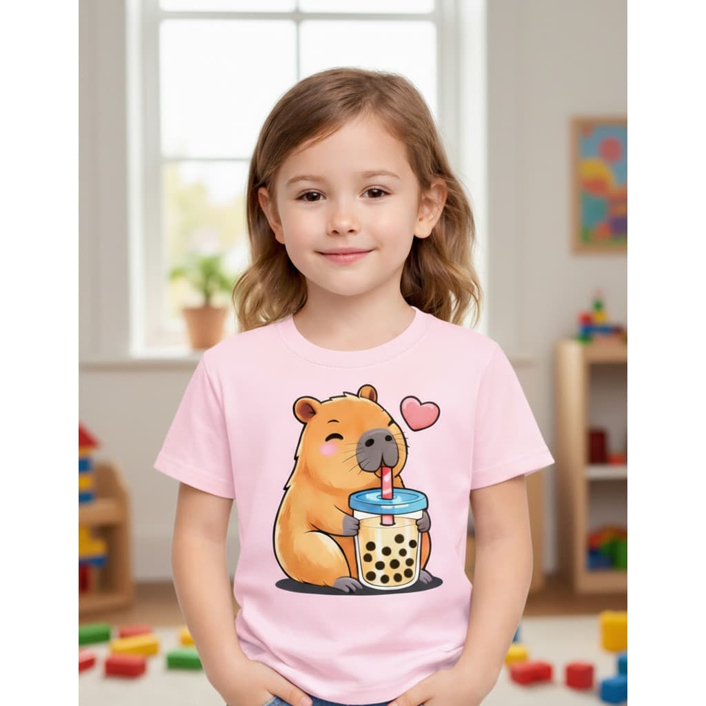Camiseta Infantil Rosa Claro Estampada Algodão Várias Cores