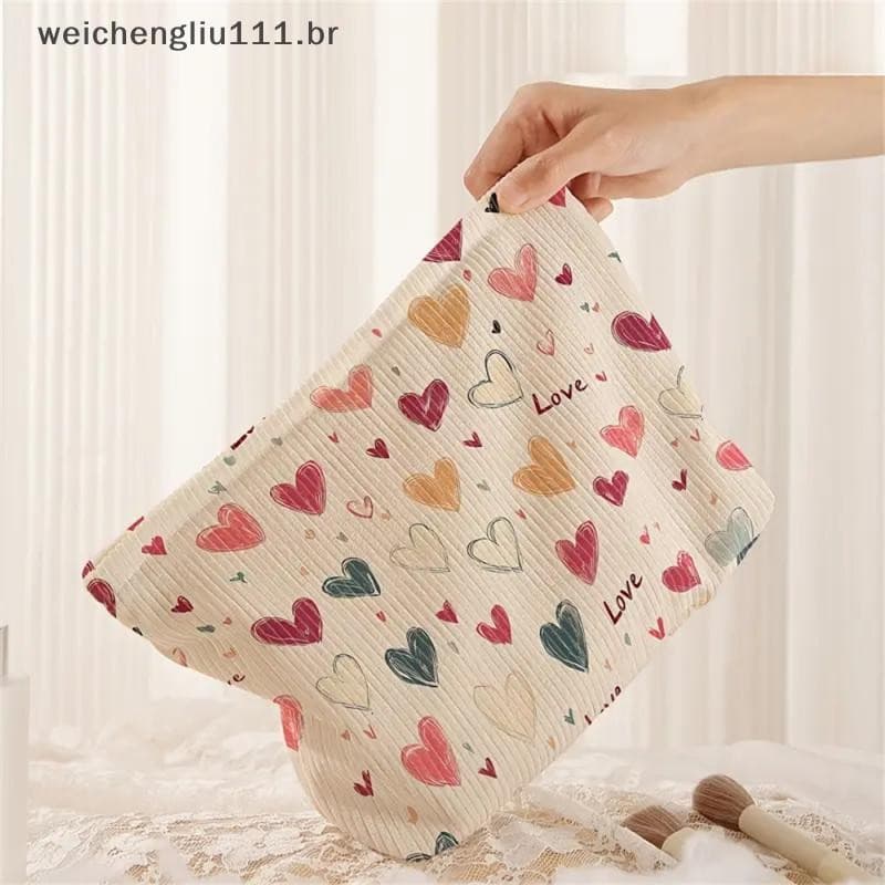 # weicheng Moda Amor Coração Impresso Saco De Cosméticos Grande Capacidade Bolsa De Embreagem Senhoras Viagem Higiene Pe