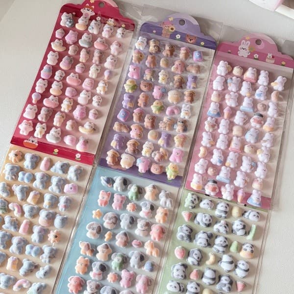 Adesivos Fofos De Animais De Pelúcia 3D-Kawaii Koala , Panda E Urso Para Registro No Diário , Scrapbooking Artesanato DI