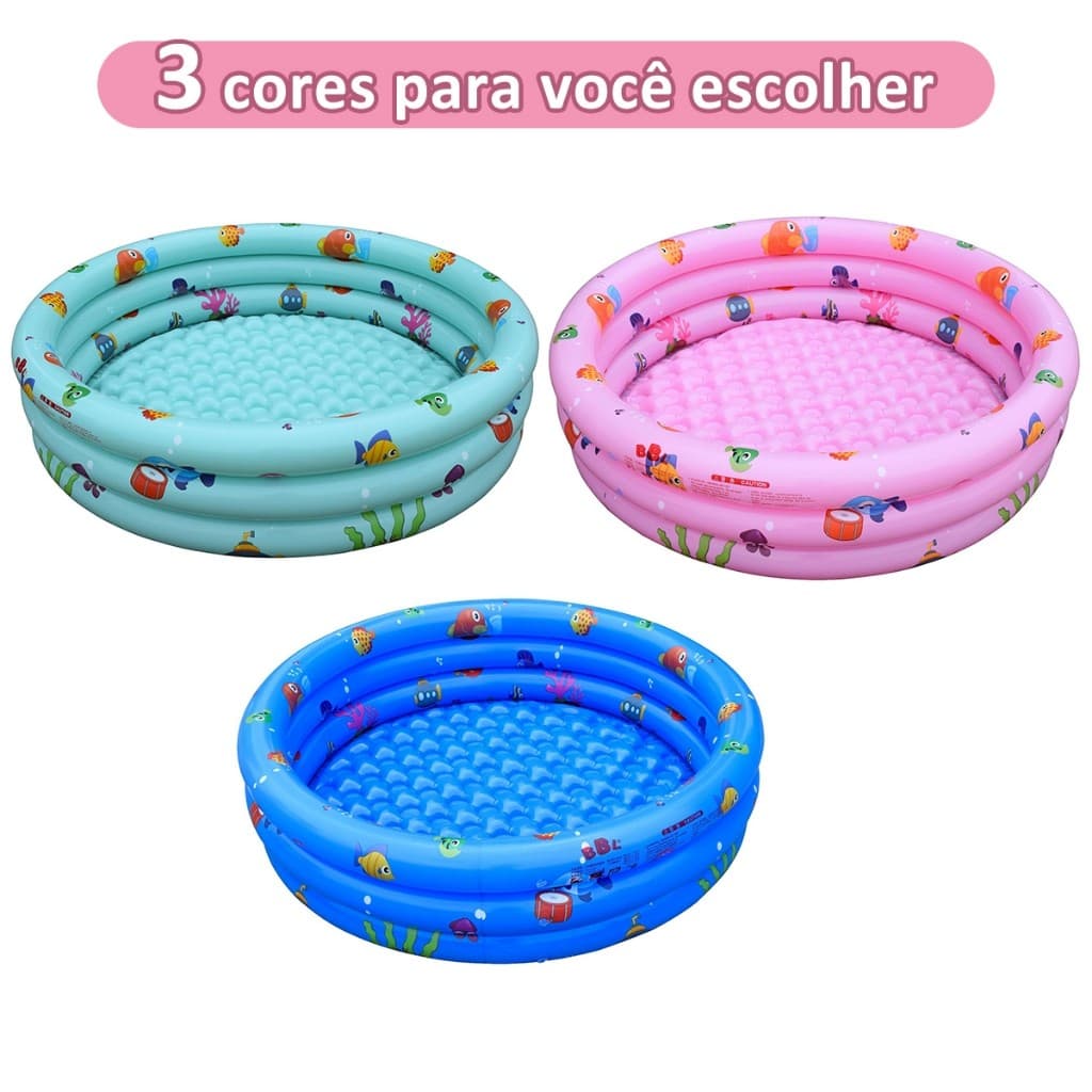 Piscina Inflável Infantil 3 Camadas Fundo Bolhas 100cm - Para Bebês