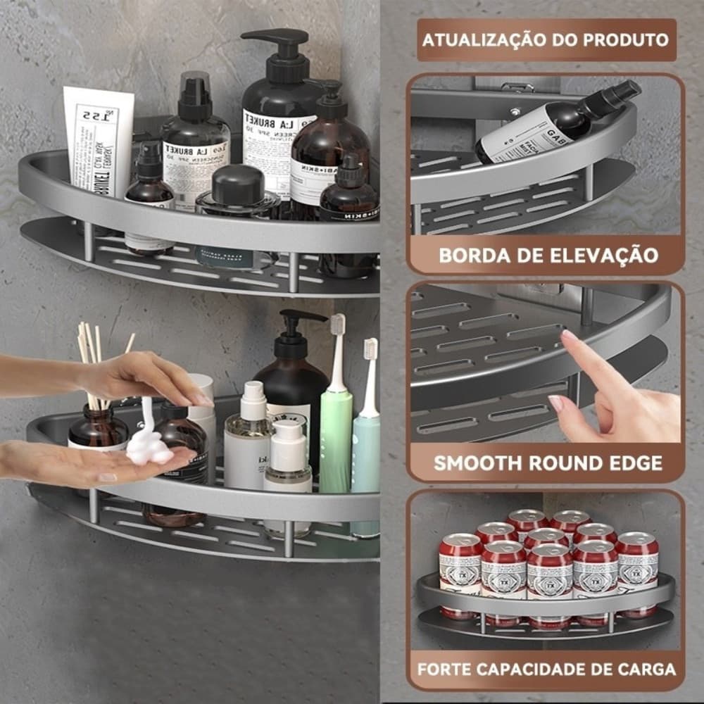 Suporte De Shampoo - Organizador Alta Qualidade Prateleiras De Banheiro Premium Aluminium