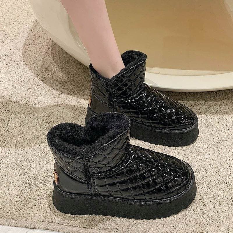 Forro de lã botas de neve femininas inverno moda novo estilo 2026 sapatos de algodão botas curtas moda à prova dwaterpro