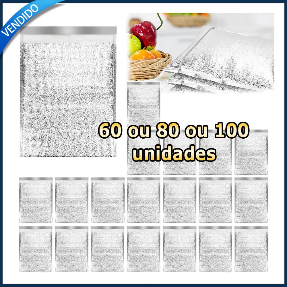 Kit 60/80/100 Sacos térmicos reutilizáveis forros para caixas térmicas sacos térmicos impermeáveis com fecho automático