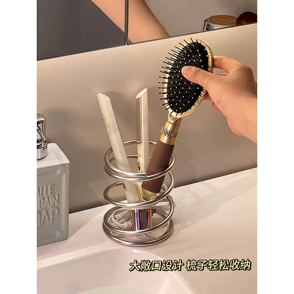 Aço inoxidável pente Rack banheiro lavatório escova de maquiagem pasta de dentes titular navalha Curling ferro tubo arma