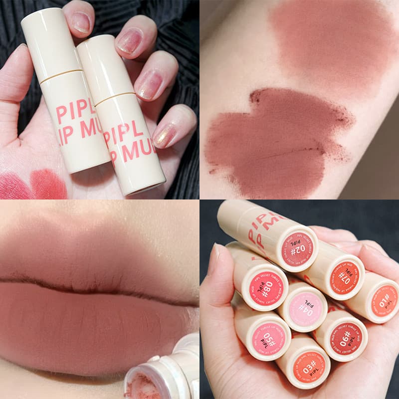 Brilho labial fosco batom veludo ar brilho labial branco de longa duração copo antiaderente barato estudante feminino ni