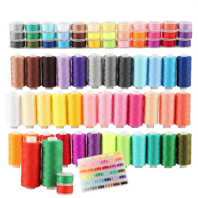 Conjunto de linhas de costura de 36 cores e 36 bobinas, também pode incluir agulhas de costura manual, caixa de bobinas,