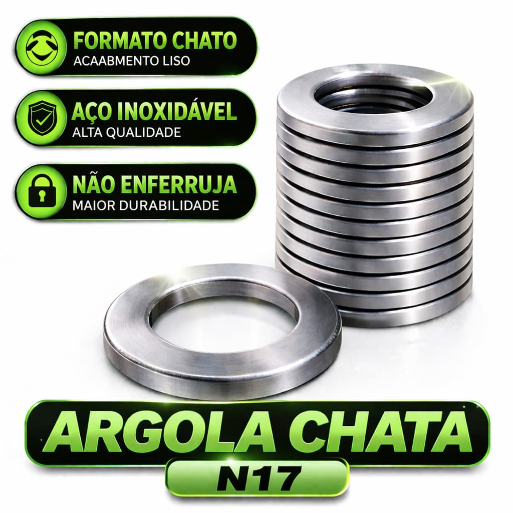 Argola Tamanho N°17 Kit 10 Unidades Chata Aço Inoxidavél