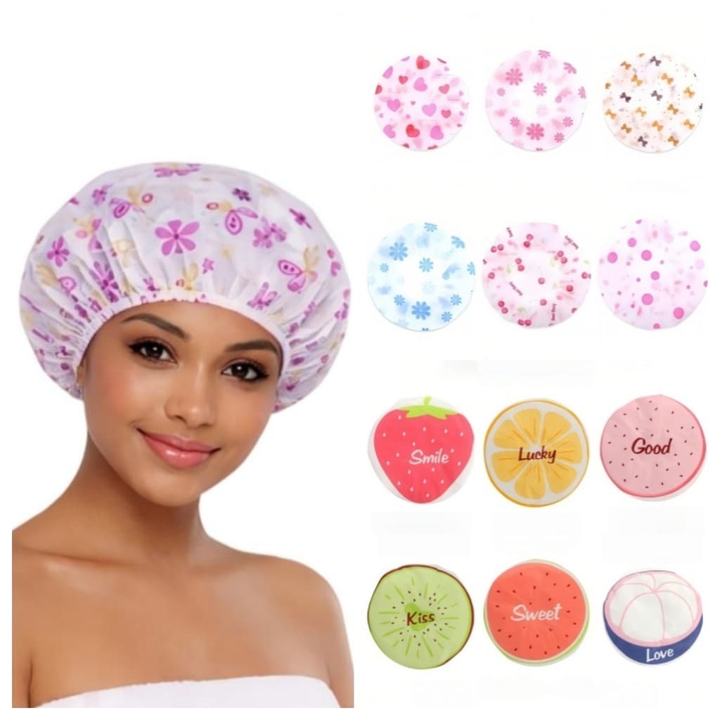 Kit 12/9/6/3 Toucas Para Banho Com Elástico Impermeável Tintura Hidratação Várias Estampas-YM1
