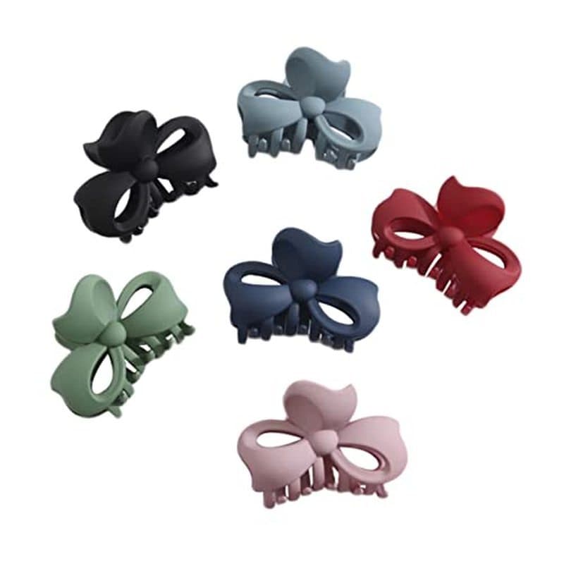 6pcs Grampos De Cabelo Com Laço Grandes Clipes De Garra Antiderrapantes Para Mulheres E Meninas Verde-Preto