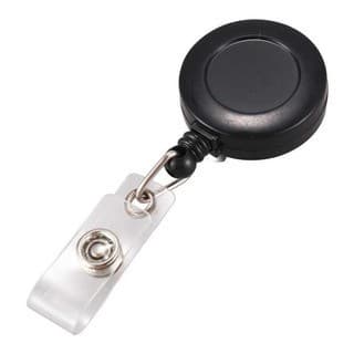 5 Porta Crachá Roller Cliper Retrátil PRETO LEITOSO