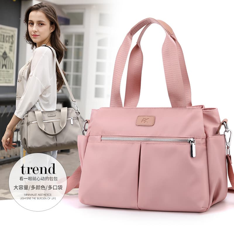 Rosa novo estilo bolsa mãe de meia-idade All-Match bolsa mensageiro Multi-camada grande capacidade um ombro