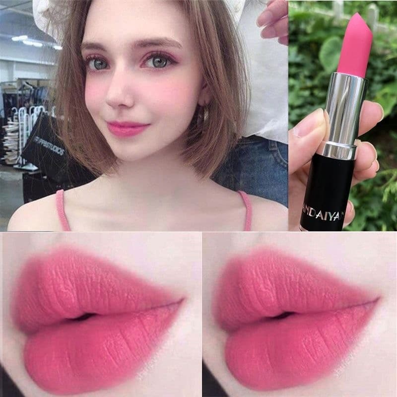 Flor de pêssego rosa batom fosco veludo flor de cerejeira Barbie rosa menina cor menina grupo estudante batom produto ge
