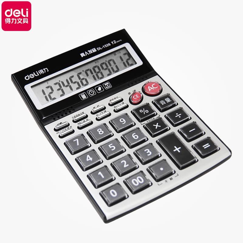 Calculadora poderosa de cristal com botão grande, calculadora de voz de tela grande de 12 bits para escritório financeir